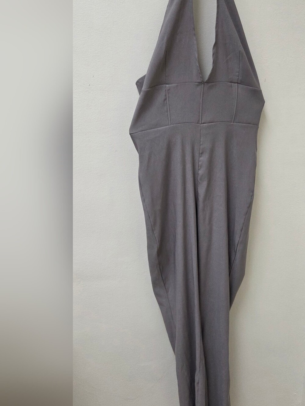 PrettyLittleThing Gray Halter Wide-Leg Jumpsuit